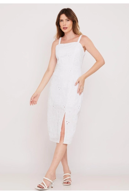 Produto - Vestido Aishty Curto Sem Manga Feminin Off White 