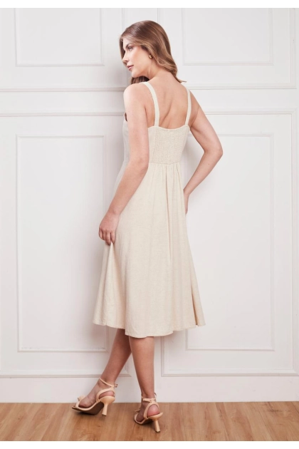 Vestido Aishty Longo Sem Manga Feminino Bege Claro Produto Vestido Aishty Longo Sem Manga Feminino Bege Claro