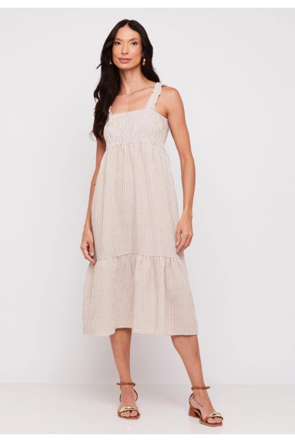 Produto - Vestido Aishty Longo Sem Manga Feminino Marrom 