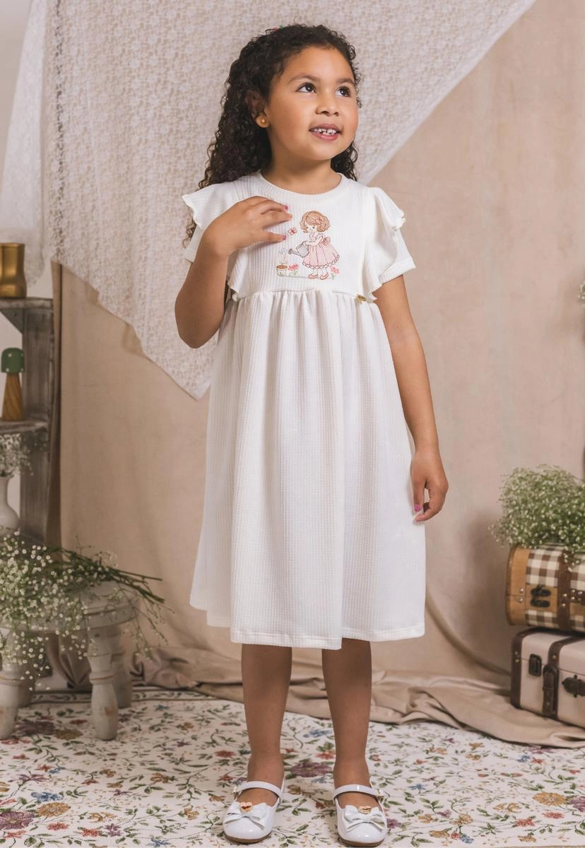 Produto - Vestido Coccinelle com Babados e Estampa Bordada Infantil Feminino