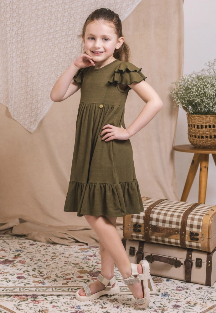 Produto - Vestido Coccinelle com Babados Infantil Feminino Verde