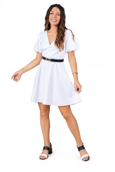 Produto Vestido Feminino Curto Manga Bufante Gabip Branco