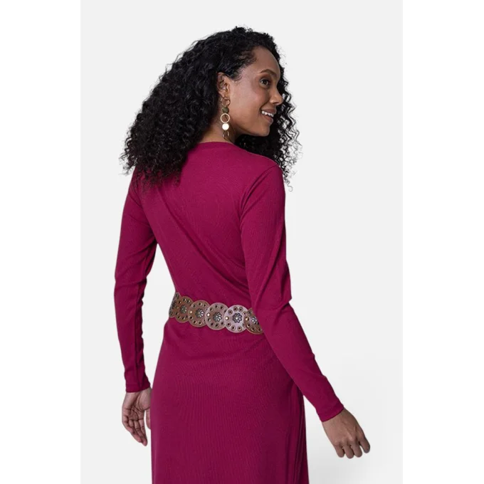 Vestido Feminino Manga Longa Midi Canelado Gabip Produto Vestido Feminino Manga Longa Midi Canelado Gabip