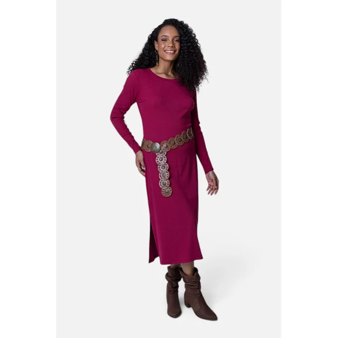 Vestido Feminino Manga Longa Midi Canelado Gabip Produto Vestido Feminino Manga Longa Midi Canelado Gabip