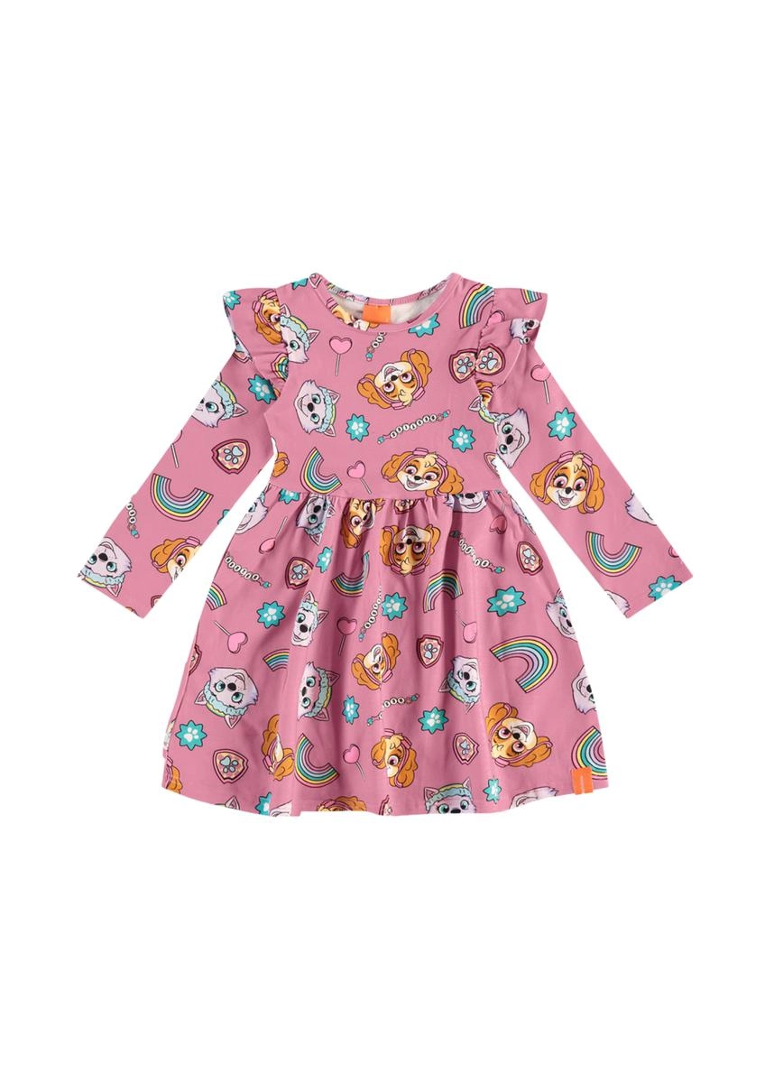 Vestido Malwee Manga Linga Patrulha Canina Bebê Feminino