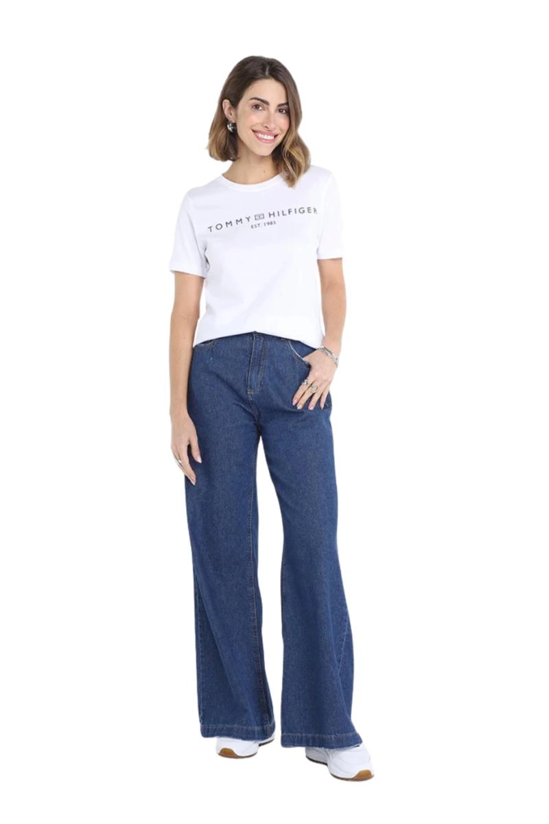 Baby Look Tommy Hilfiger Manga Curta Feminina