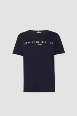 Baby Look Tommy Hilfiger Manga Curta Feminina Marinho Baby Look Tommy Hilfiger Manga Curta Feminina Marinho