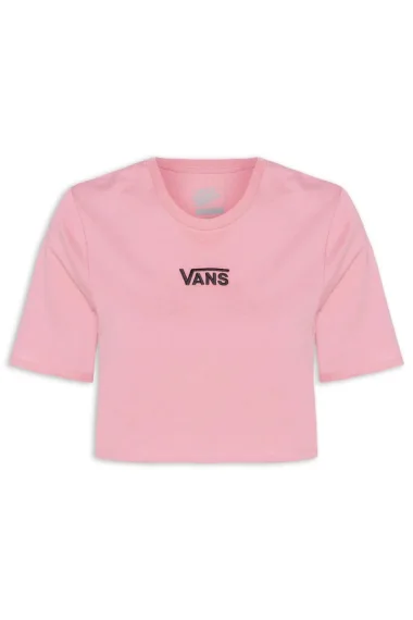 Camiseta Cropped Vans Feminina Flying V Crew Crop II Rosa Camiseta Cropped Vans Feminina Flying V Crew Crop II Rosa