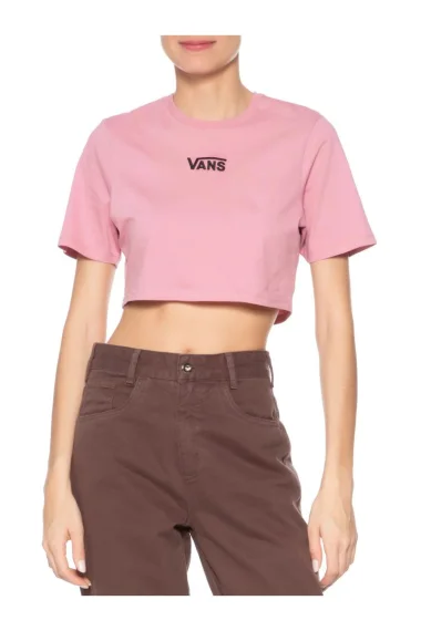 Camiseta Cropped Vans Feminina Flying V Crew Crop II Rosa Camiseta Cropped Vans Feminina Flying V Crew Crop II Rosa