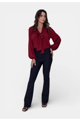 Blusa Gata Bakana Manga Longa Laço Feminina Cherry Blusa Gata Bakana Manga Longa Laço Feminina Cherry