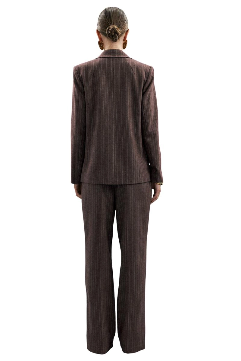 Blazer Le Richard Alfaiataria Risca de Giz Feminino Chocolate