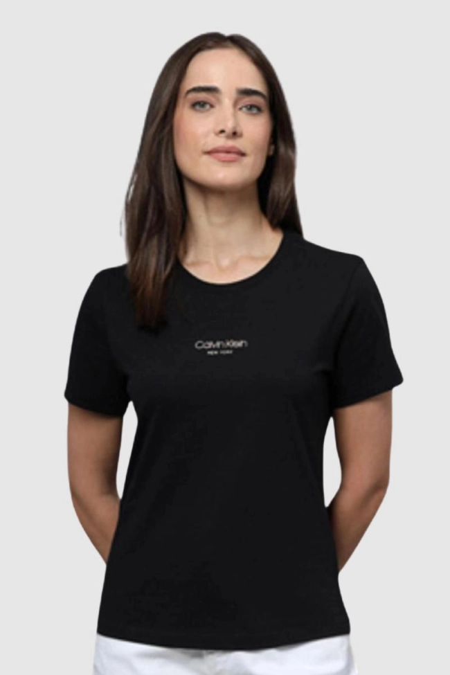 Blusa Calvin Klein Manga Curta Feminino Preto Produto - Blusa Calvin Klein Manga Curta Feminino Preto