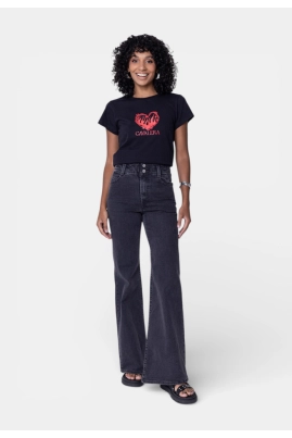 Blusa Cavalera Manga Curta Feminina Preta