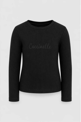 Produto - Blusa Coccinelle Canelada Manga Longa Juvenil Feminina Preta