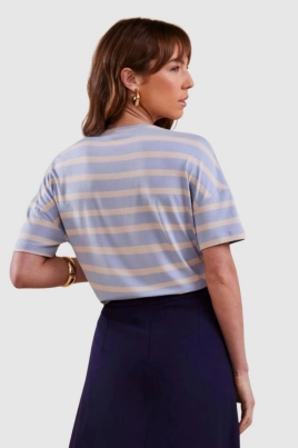 Blusa Coqueta Manga Curta Lisa Feminino Azul Blusa Coqueta Manga Curta Lisa Feminino Azul