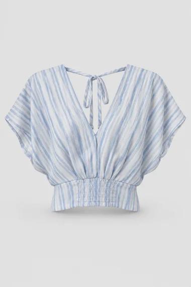 Blusa Cropped Feminina Gabip Listrada Azul Blusa Cropped Feminina Gabip Listrada Azul