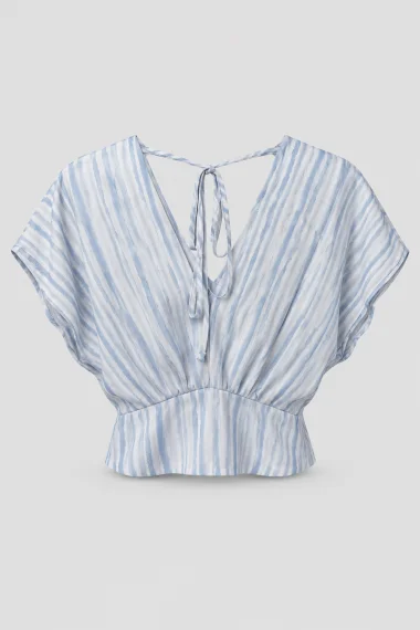 Blusa Cropped Feminina Gabip Listrada Azul Blusa Cropped Feminina Gabip Listrada Azul