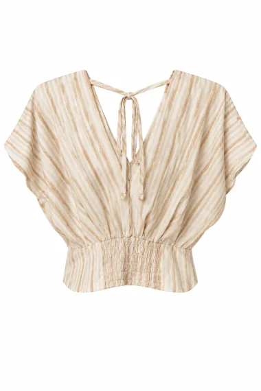 Blusa Cropped Feminina Gabip Listrada Bege Blusa Cropped Feminina Gabip Listrada Bege