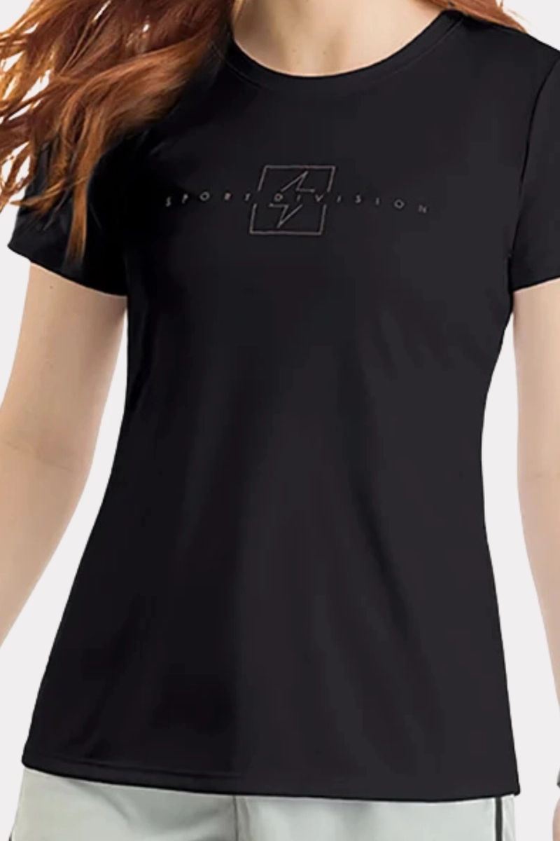 Blusa Endorfina Dry Fit Estampa Sport Division Feminina Preta Blusa Endorfina Dry Fit Estampa Sport Division Feminina Preta