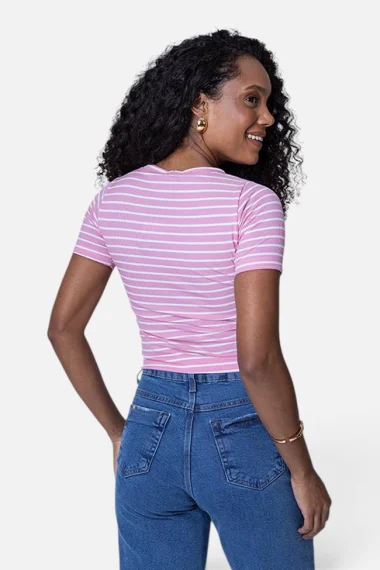 Blusa Feminina Canelada Listrada Gabip