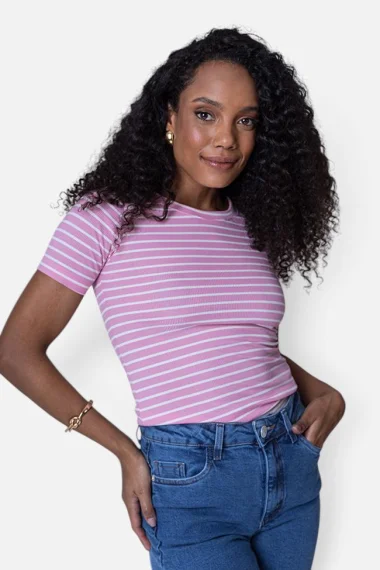 Blusa Feminina Canelada Listrada Gabip