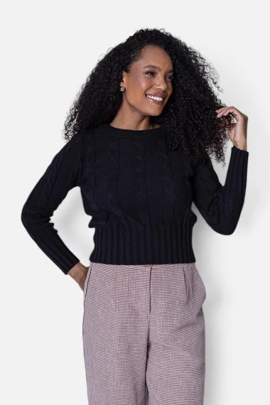 Blusa Feminina Cropped Sea Brazil Preta Blusa Feminina Cropped Sea Brazil Preta