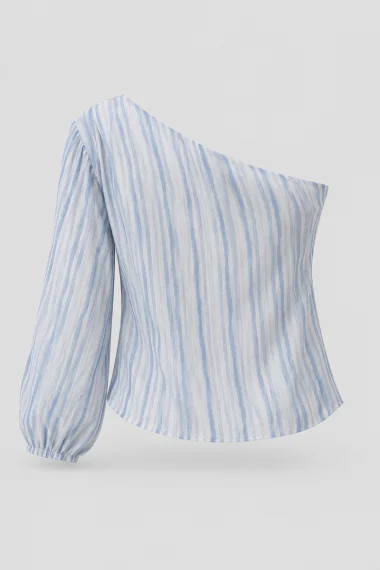 Blusa Feminina Gabip Um Ombro Só Azul Blusa Feminina Gabip Um Ombro Só Azul