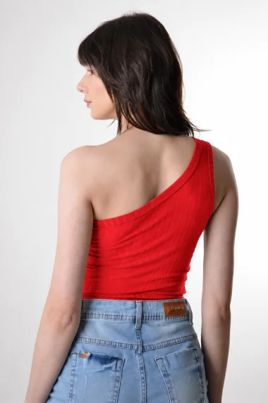 Blusa Gabip Feminina Cropped 1 Ombro Vermelha