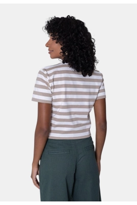 Blusa Gabip Manga Curta Cropped Listrada Off/Bege Blusa Gabip Manga Curta Cropped Listrada Off/Bege
