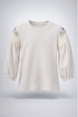 Produto - Blusa Kiki Xodó Manga Longa Bordado Bebê Feminina Off White