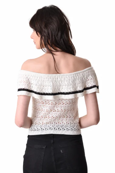 Blusa Kiwito Feminina Manga Curta Ciganinha Tricot Reggla
