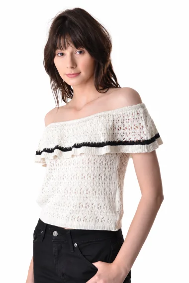 Blusa Kiwito Feminina Manga Curta Ciganinha Tricot Reggla