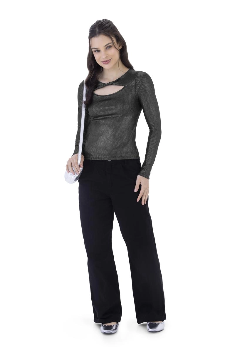 Blusa Malwee Metalizada Juvenil Feminina