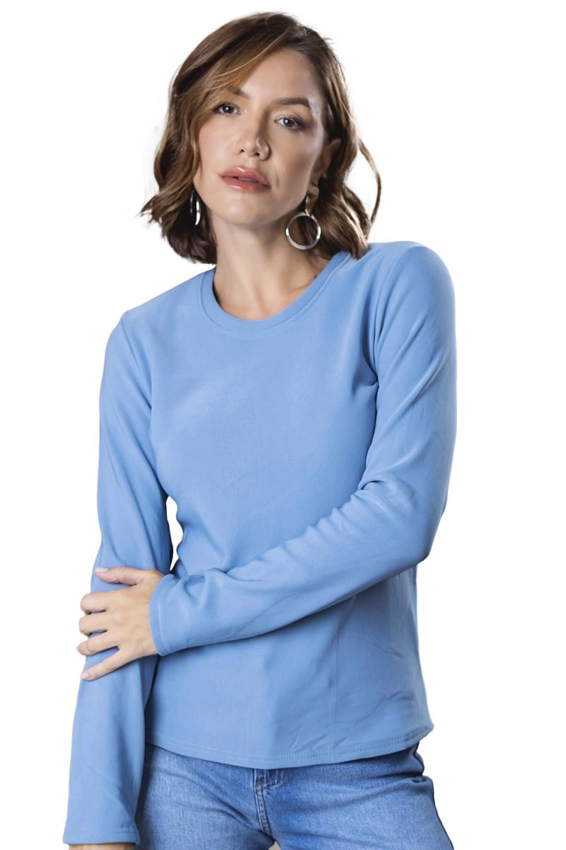 Blusa Mooncity Térmica Manga Longa Feminina Azul Claro
