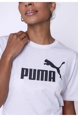 Blusa Puma Cropped Manga Curta Feminina Branca Blusa Puma Cropped Manga Curta Feminina Branca