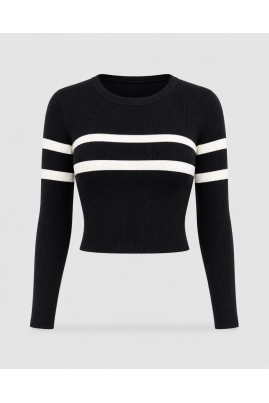Produto - Blusa Sea Brazil Cropped Listrada Feminina Preta