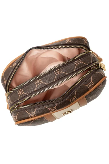 Mini Bolsa Feminina Rafitthy Transversal Monograma Marrom Mini Bolsa Feminina Rafitthy Transversal Monograma Marrom