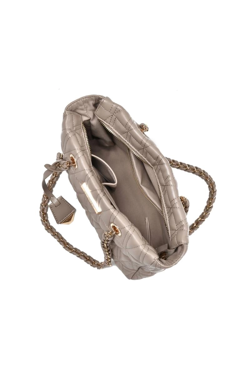 Bolsa Via Marte Corrente Tag Logo Feminina Bege