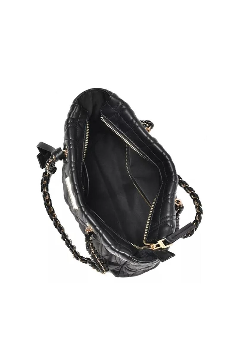 Bolsa Via Marte Corrente Tag Logo Feminina Preta 