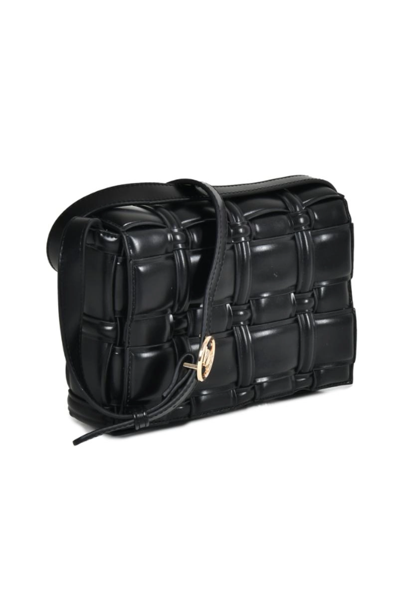 Bolsa Via Marte Tiracolo Trançada Feminina Preta