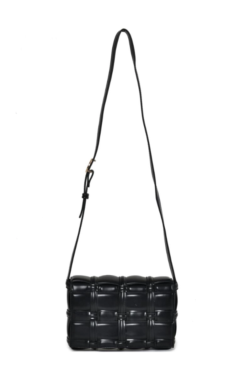 Bolsa Via Marte Tiracolo Trançada Feminina Preta