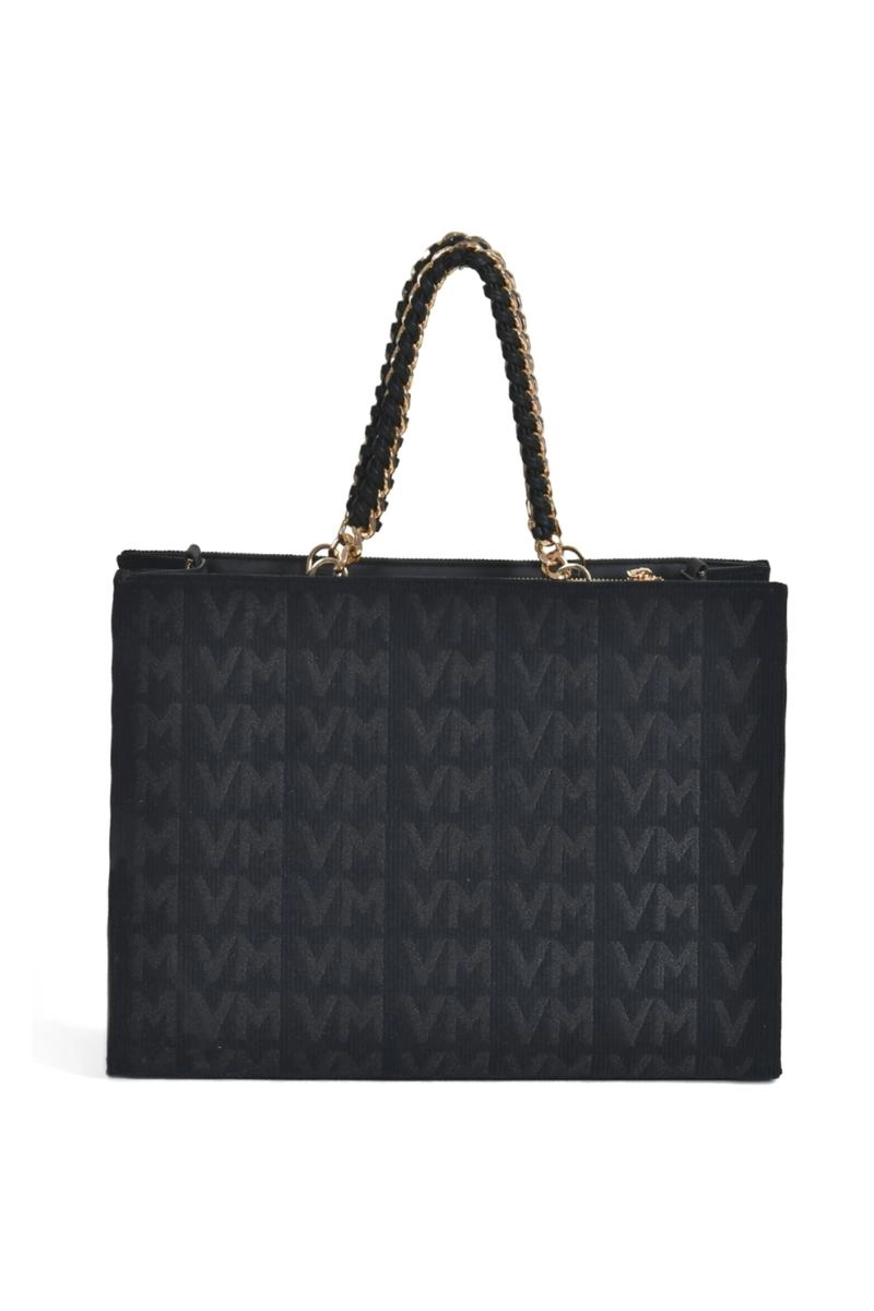 Bolsa Via Marte Veludo Jacquard Feminina Preta