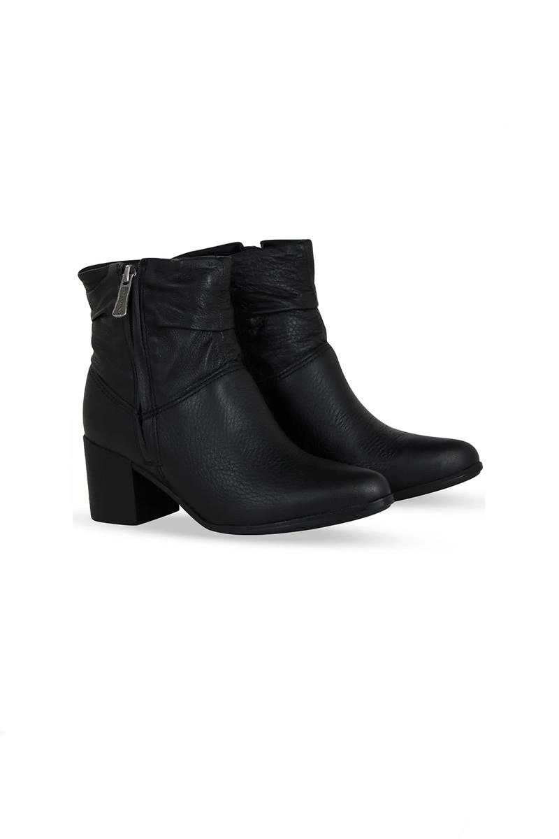 Bota Bottero Cano Baixo Couro Burnish Feminina Preta