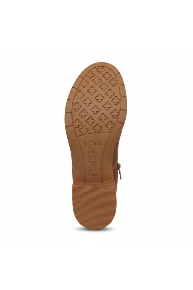 Bota Campesi Feminino Mascavo Couro Design Moderno Marrom