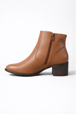 Bota Comfortflex Cano Curto Feminina Marrom Whisky