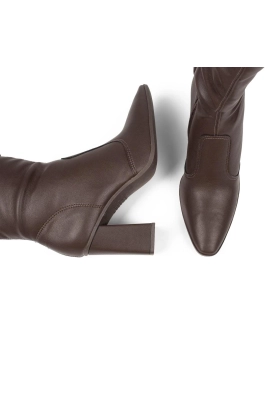 Bota Feminina Mississipi Cano Longo Café Salto Bloco Bota Feminina Mississipi Cano Longo Café Salto Bloco