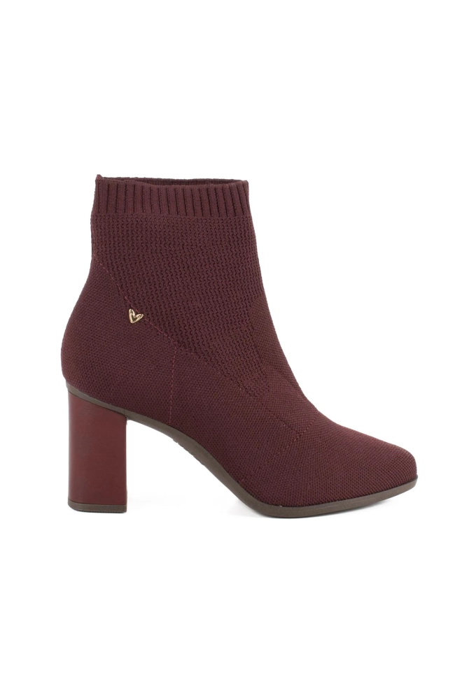 Bota Feminina Mississipi Malha Cano Curto Bordô Produto - Bota Feminina Mississipi Malha Cano Curto Bordô