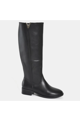 Bota Feminina Montaria em Couro Preto Via Marte Bota Feminina Montaria em Couro Preto Via Marte