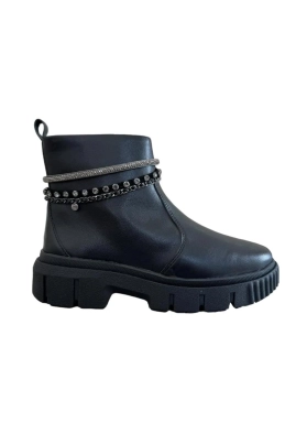 Bota Ramarim Coturno Brilho Feminina Preta
