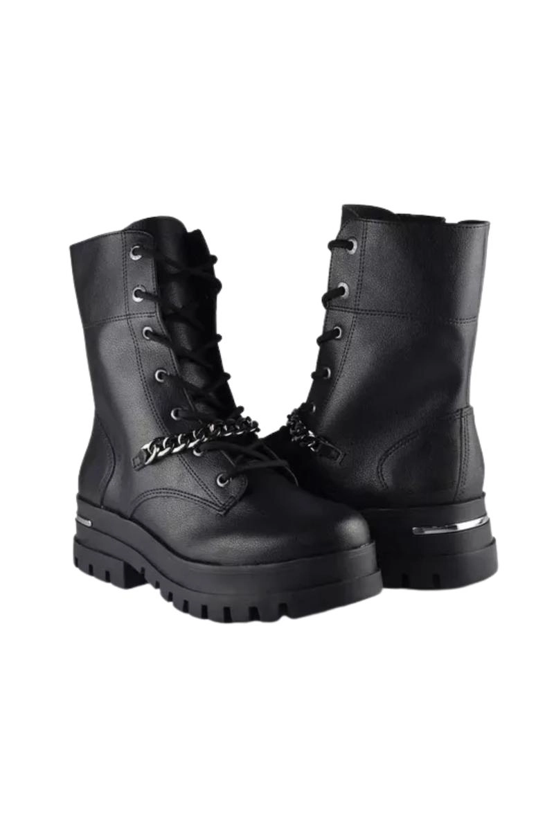 Bota Via Marte Coturno Corrente Prateada Feminina Preta Bota Via Marte Coturno Corrente Prateada Feminina Preta